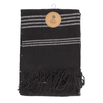 Asciugamano fouta hammam bianco/nero (per sauna