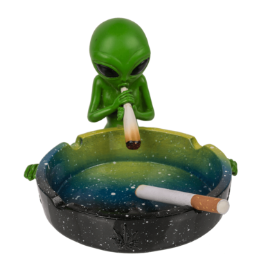 Ashtray, Alien with joint, ca. 15 cm,