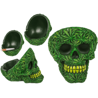 Ashtray, Cannabis Skull, ca. 11 cm,