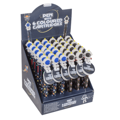 Ball Pen with 6 coloured cartridges, Space,