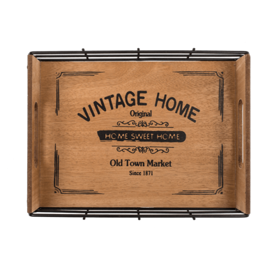 Bandeja de madera/metal, Vintage Home,