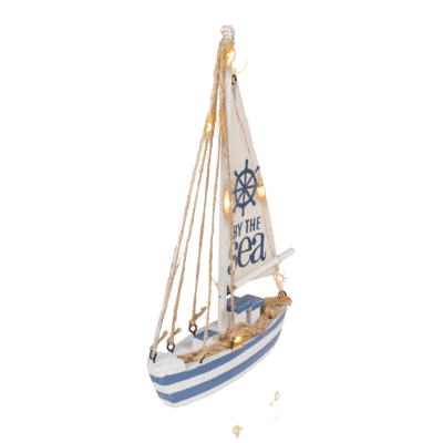 Barca a vela in legno con 7 LED,