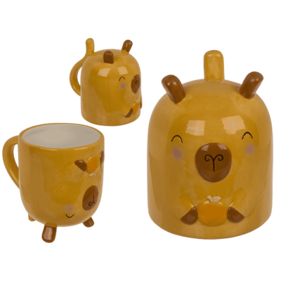 Becher, Capybara, verkehrt herum, 12 x 14 cm,
