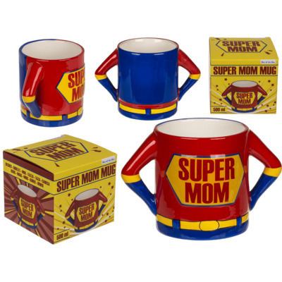 Becher, Super Mom, aus Steingut,