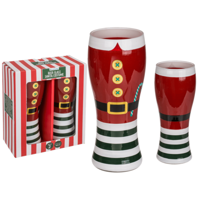 Beer glass, Santa Costume, for ca. 460 ml,