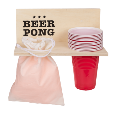 Beer Pong con soporte de madera,