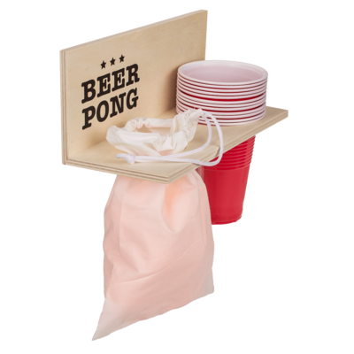 Beer Pong con vassoio in legno,