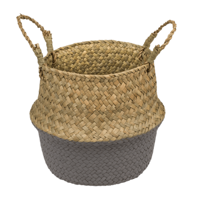 Belly basket made of seagrass, with 2 handles,