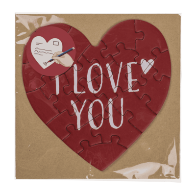 Biglietto regalo a forma di cuore, puzzle