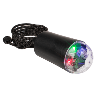 Black disco pendant lamp with colour changing LED