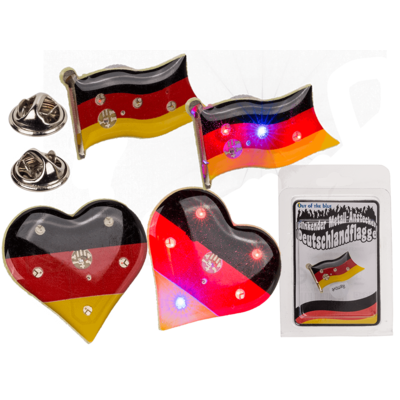 Blinkender Metall-Anstecker, Deutschlandflagge,