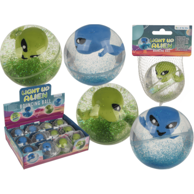 Blinkender Springball, Alien, 6,5 cm,