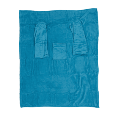 Blue comfort blanket with sleeves & pockets,