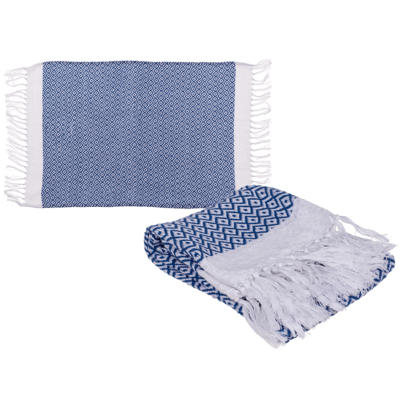 Blue/white coloured premium fouta towel