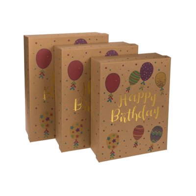 Boîte cadeau en papier kraft, Happy Birthday
