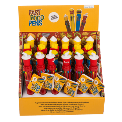 Bolígrafo con 10 cartuchos de colores, Fast Food,