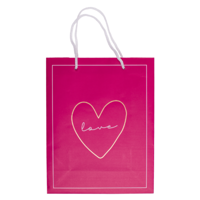 Bolsa de papel blanco/rosa para regalo, Love,