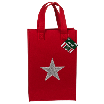 Bolsa de regalo roja, saludos de Navidad,