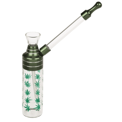 Bong,Classic,12 cm, with mouthpiece, glass/metal,