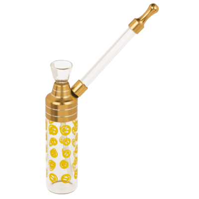 Bong,Classic,12 cm, with mouthpiece, glass/metal,