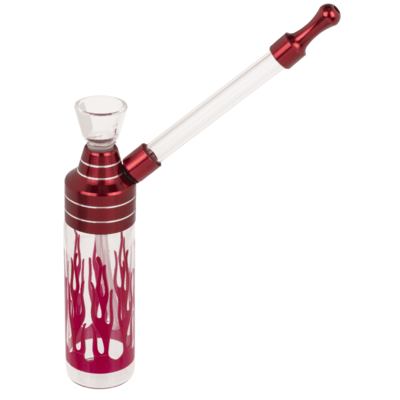 Bong,Classic,12 cm, with mouthpiece, glass/metal,
