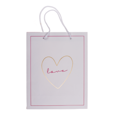 Borsa da regalo bianca/pink, Love,