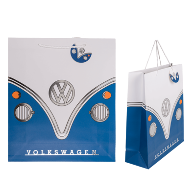 Borsa daregalo in carta, Bus VW T1, blu,