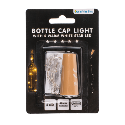 Bottle cap light with 5 warm white star LED,