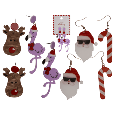 Boucles d'oreilles, Funny X-Mas, en acrylique,