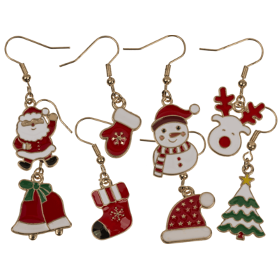 Boucles d'oreilles, X-Mas, en alliage de zinc,