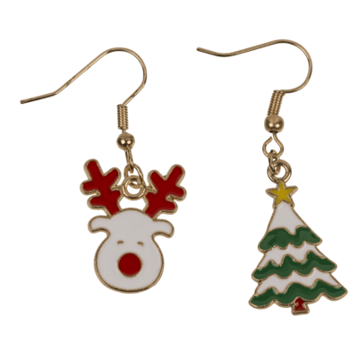 Boucles d'oreilles, X-Mas, en alliage de zinc,