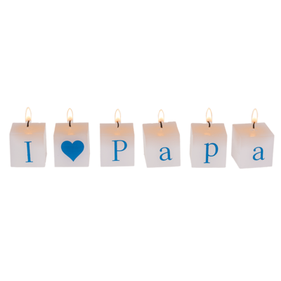Bougie carrées avec écriture, I love Papa,