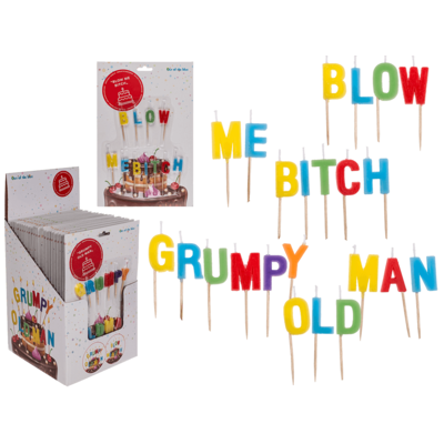 Bougie d'anniversaire " Blow me Bitch/"Grumy old