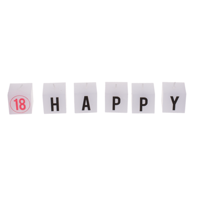 Bougies carrées avec écriture, Happy Birthday,