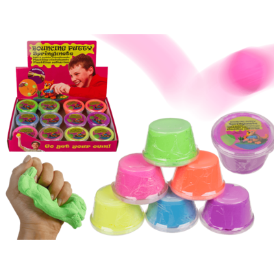Bouncing putty in plastic tin,