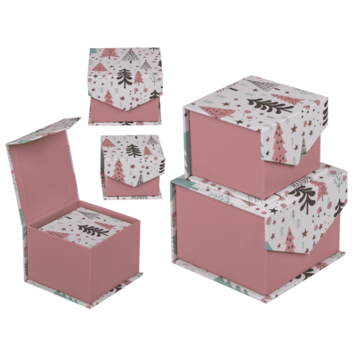 Box da regalo pieghevole rosa, Abeti