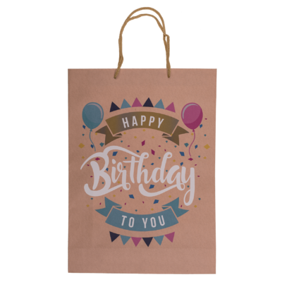 Braune Papier-Geschenktüte, Happy Birthday,
