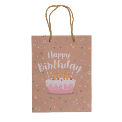 Brown coloured Paper bag, Happy Birthday,