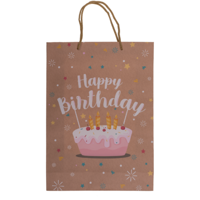 Brown coloured paper bag, Happy Birthday,