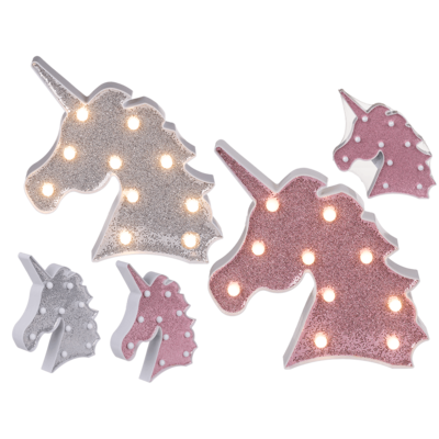 Cabeza del unicornio con glitter & 10 LED,