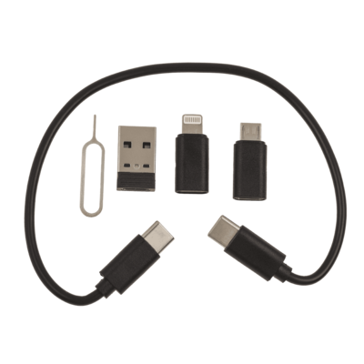 Cable travel set, adapter: USB C to USB, Lightning