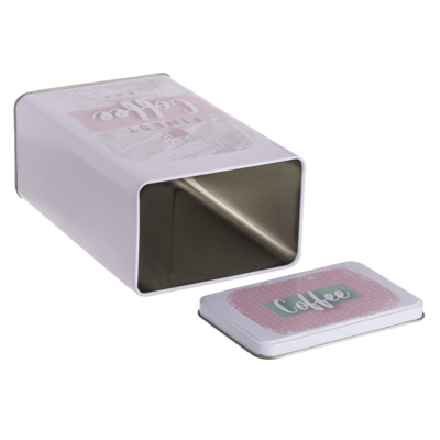 Caja de lata rectangular, rosa menta (café,