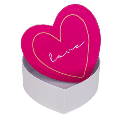 Caja de regalo corazón blanco/rosa, Love,