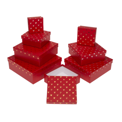 Caja de regalo roja, Corazones Brillantes