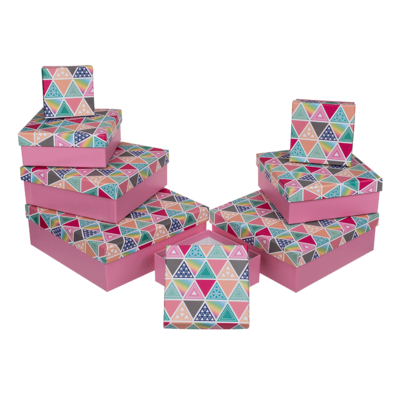 Cajita de regalo rosado, triangulos,