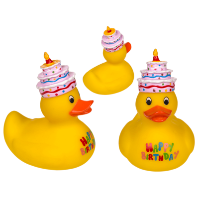 Canard en caoutchouc en jaune, Happy Birthday,