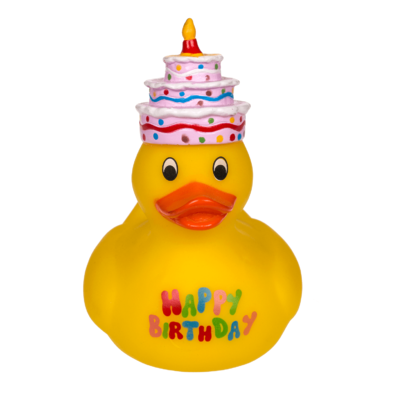 Canard en caoutchouc en jaune, Happy Birthday,