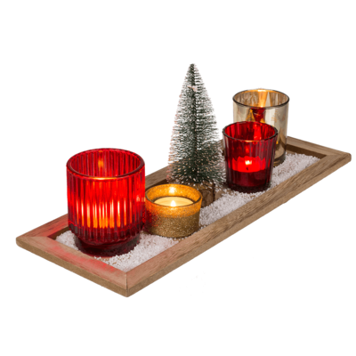 Candle Holder Set, Christmas, with 4 deco glasses,