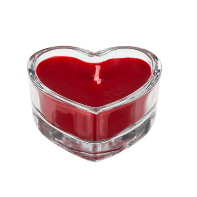 Candle in glass, heart shaped,
