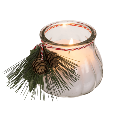 Candle in glass, with decoration,